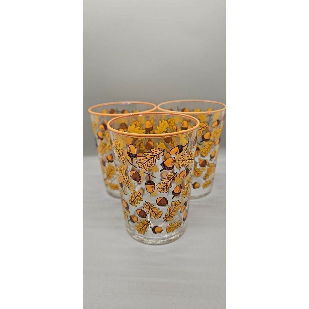 Set of 3 Rakle Refined Glassware Acorn Fall Leaves Drinking Glasses
